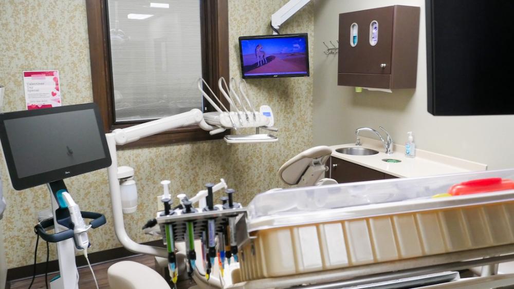 Dental exam room at Southeast Family Dental